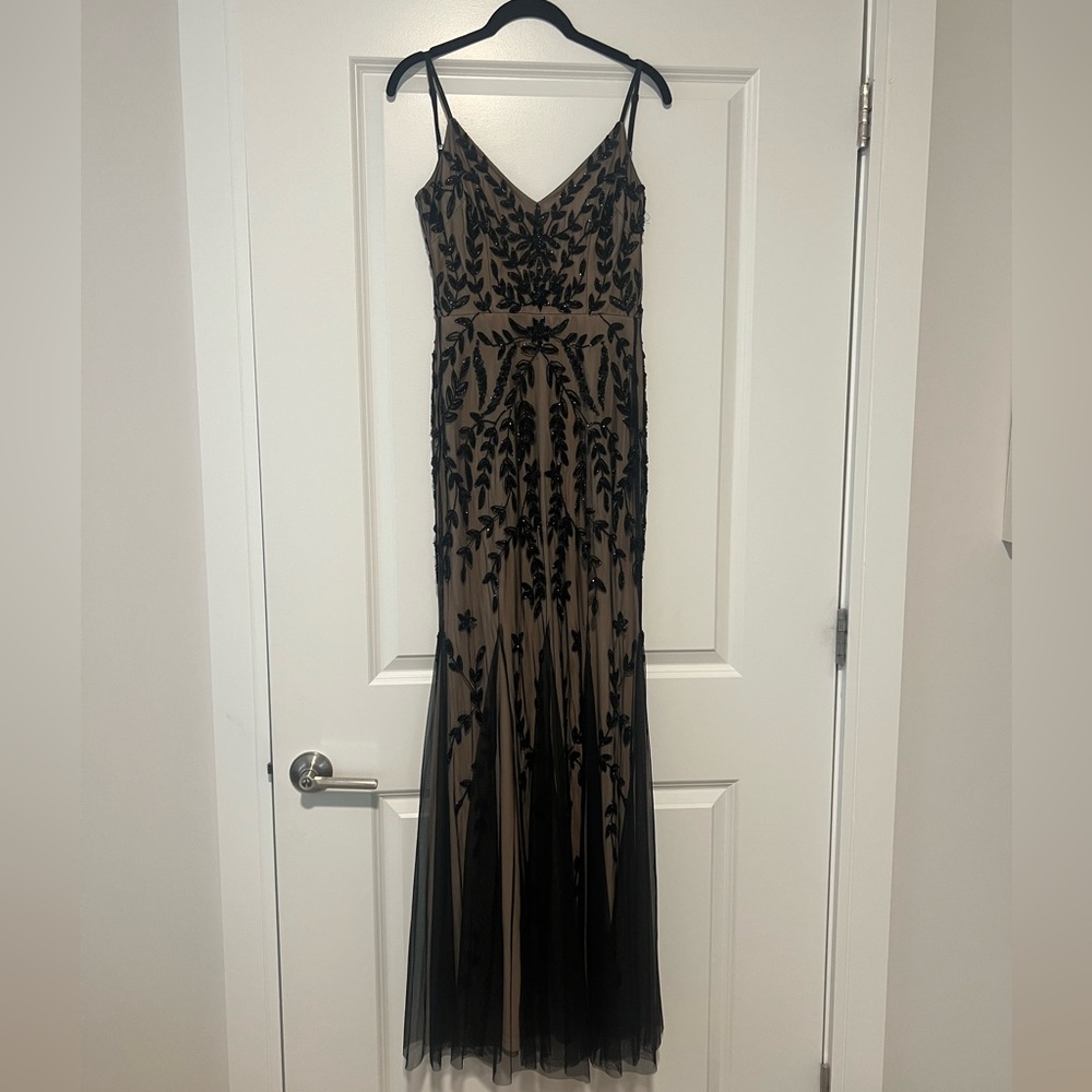 MARINA Black and Tan Maxi Dress